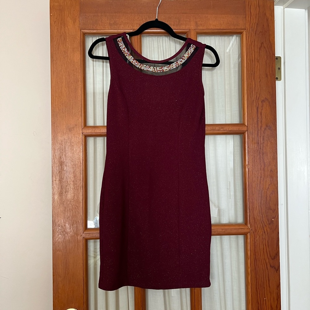 Elegant Burgundy Sleeveless Dress
